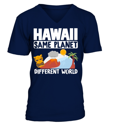 Islands Vintage Souvenir Hawaii Same Planet World V-Neck T-shirt