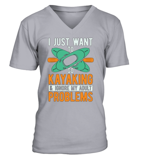 Kayaking I Just Want To Go Water Sport Kayak Lover V-Neck T-shirt