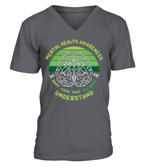 May Green Mental Health Awareness Month Brain V-Neck T-shirt