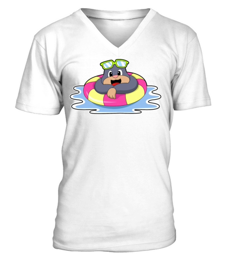 Mole At Swimming With Swim Ring V-Neck T-shirt