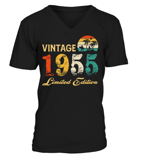 Vintage 1955 Limited Edition Born In 1955 Birthday V-Neck T-shirt