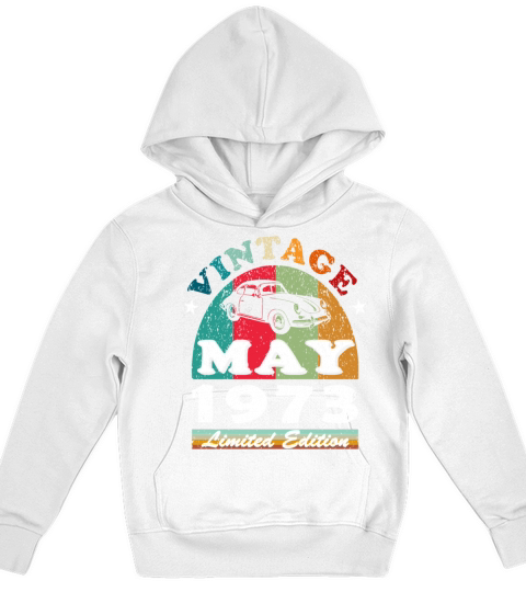 50th birthday man classic car may vintage 1973 Kids Hoodie