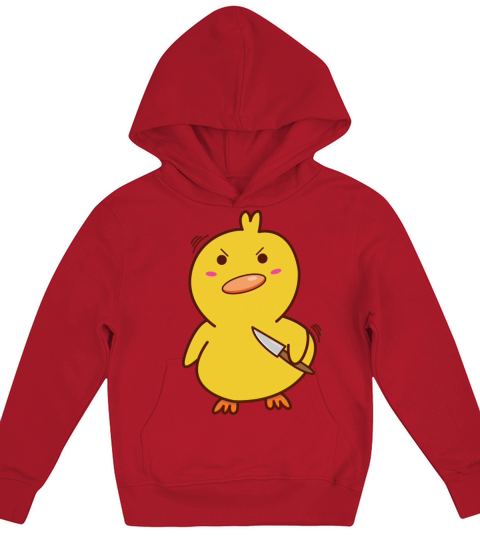 Fight Me Im a Duck Cute Duck with Knife Kids Hoodie