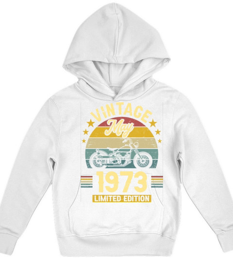 May 1973 50 Years Old Vintage 50th Birthday Kids Hoodie