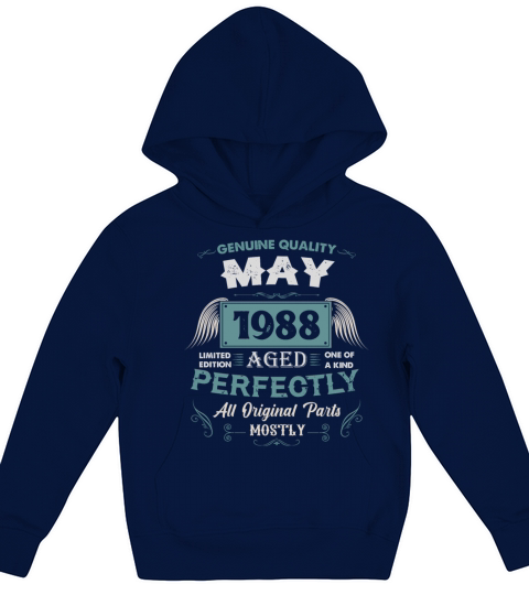 May 1988 Vintage Birthday Present Kids Hoodie