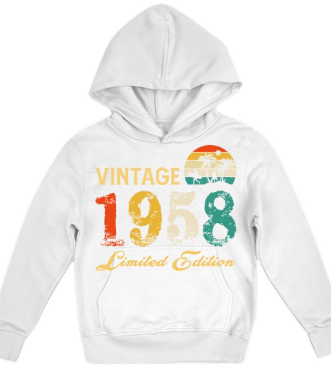 Vintage 1958 Limited Edition Born In 1958 Birthday Kids Hoodie