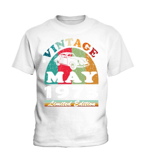 50th birthday man classic car may vintage 1973 Kids T-Shirt