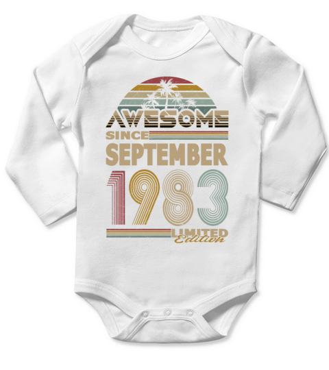 40th birthday september 1983 awesome since 1983 Long Sleeve Baby One-Piece