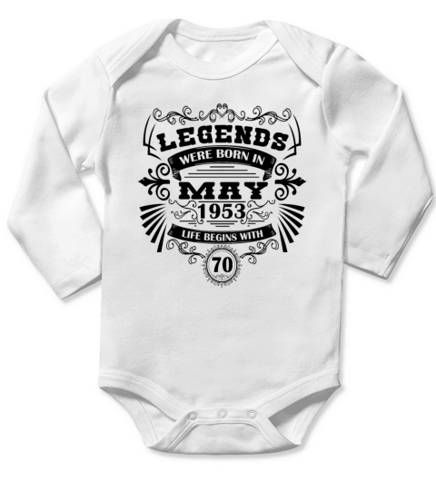 70th Birthday Gifts May 1953 Vintage Long Sleeve Baby One-Piece