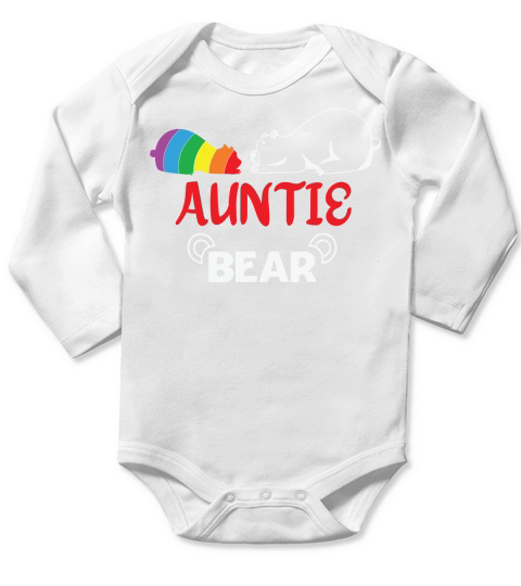 Auntie Bear LGBT Rainbow Pride Long Sleeve Baby One-Piece