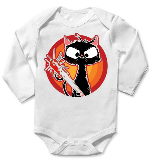 Halloween Retro Cat Vintage Cat Long Sleeve Baby One-Piece