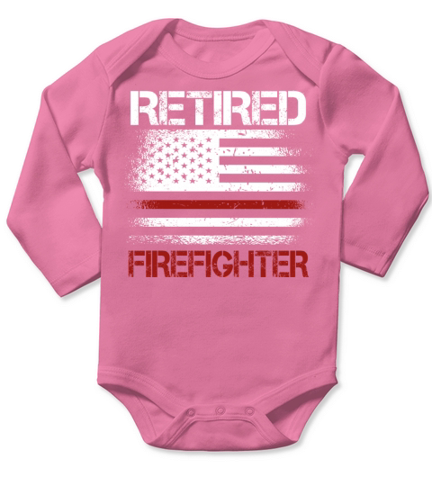 Retired Firefighter Us Flag Long Sleeve Baby One-Piece