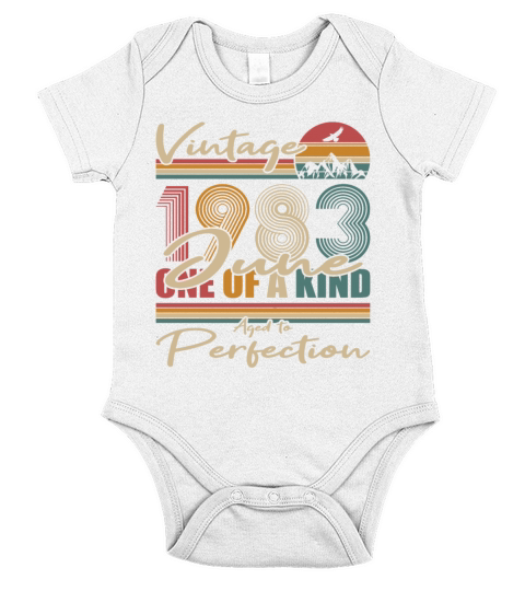 40th birthday june 1983 vintage 1983 Short Sleeve Baby One-Piece