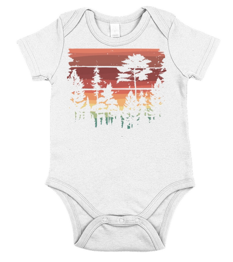 Forest Trees Sunset - Vintage Short Sleeve Baby One-Piece