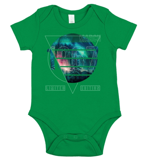 Limited Edition 1967 March Birthday Polar Lights Short Sleeve Baby One-Piece