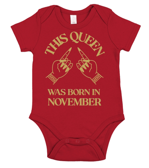 This Queen was born in November with hands apparel Short Sleeve Baby One-Piece