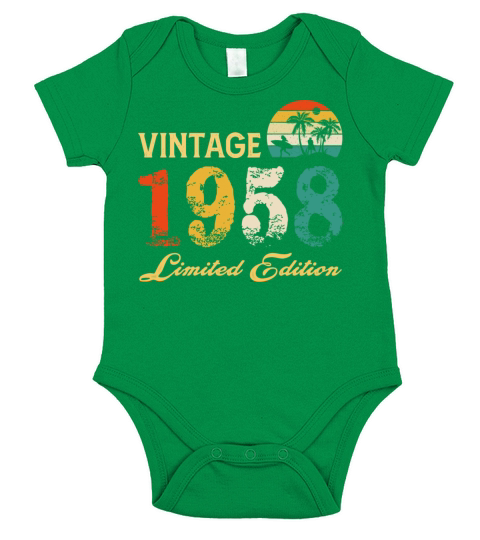 Vintage 1958 Limited Edition Born In 1958 Birthday Short Sleeve Baby One-Piece