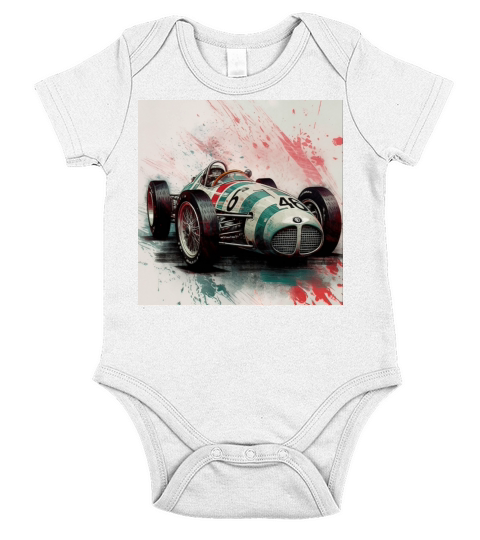 Vintage retro race car Short Sleeve Baby One-Piece