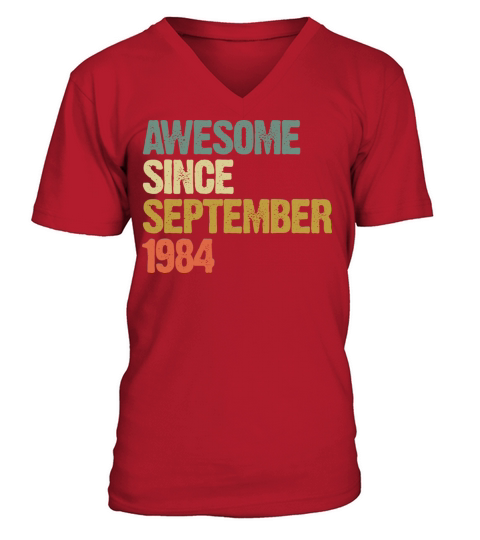 Awesome Since September 1984 Retro Vintage Gift V-Neck T-shirt