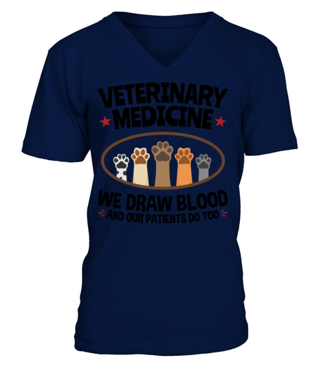 Funny Veterinary Medicine Vet Tech We Draw Blood V-Neck T-shirt