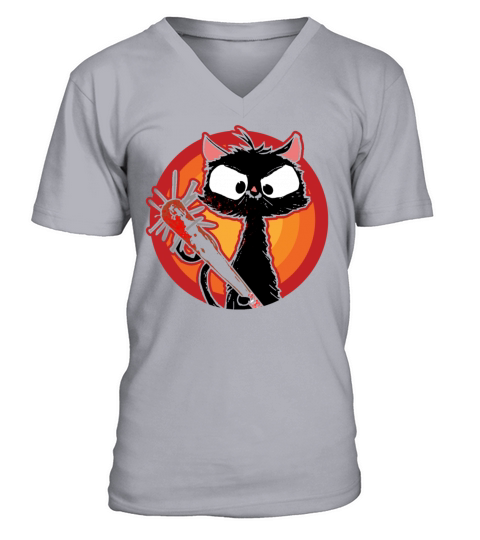 Halloween Retro Cat Vintage Cat V-Neck T-shirt
