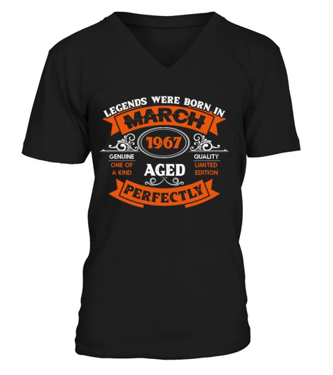 Legends Were Born In March 1967 Birthday V-Neck T-shirt