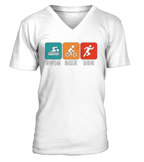 Triathlon Swim Bike Run Triathletes Competition V-Neck T-shirt