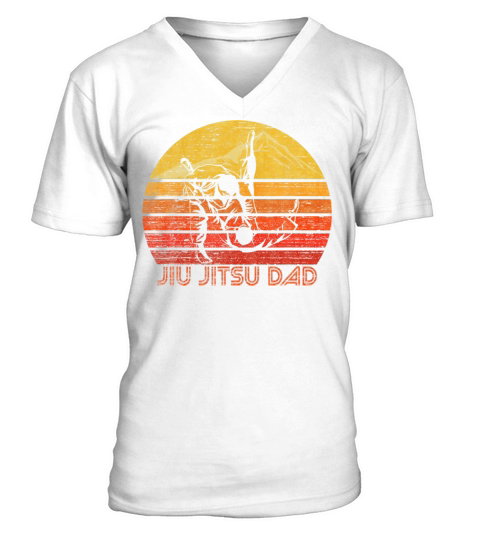 Vintage Retro Proud Brazilian Jiu Jitsu Dad Father V-Neck T-shirt