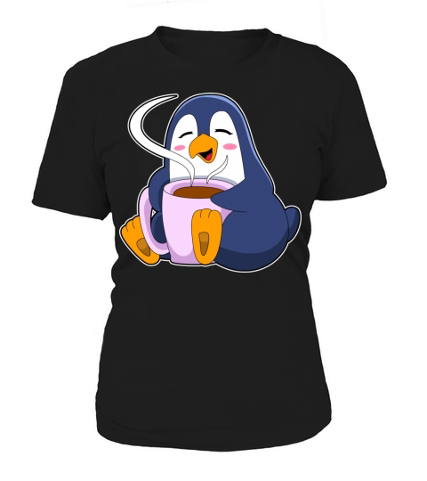 Penguin With Cup Of Coffee Women's T-Shirt