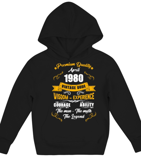 April 1980 Vintage Birthday Present Kids Hoodie