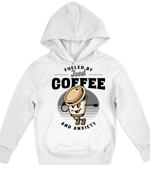 Fueled By Iced Coffee and Anxiety Kids Hoodie