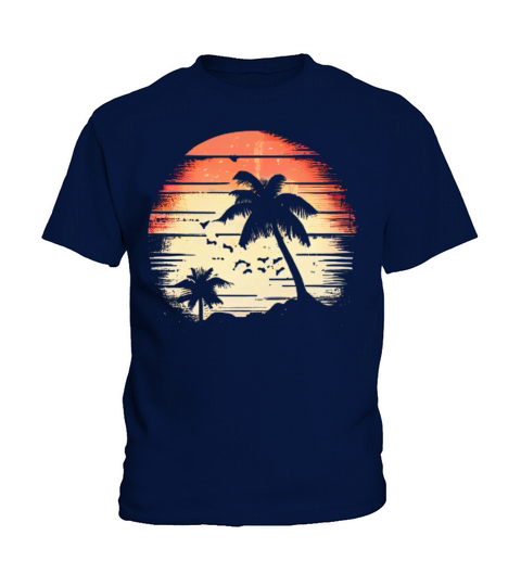 Vintage Retro Sunset Watercolor Beach Vacation 3 Kids T-Shirt