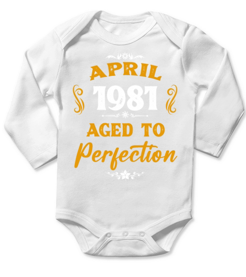 April 1981 Vintage Birthday Present Long Sleeve Baby One-Piece