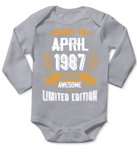 April 1987 Vintage Birthday Present Long Sleeve Baby One-Piece