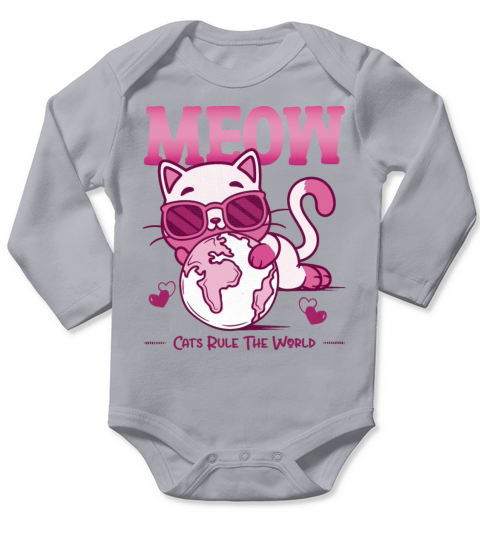 Cats rule the world - funny cat quotes Long Sleeve Baby One-Piece