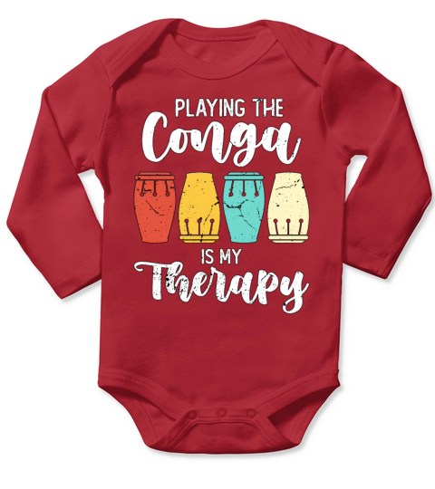 Conga Playing The Conga Is Retro Percussion Drums Long Sleeve Baby One-Piece
