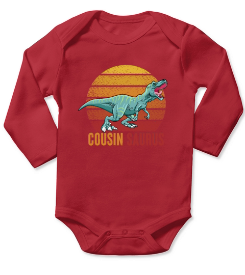 Cousin Saurus Retro Vintage Long Sleeve Baby One-Piece