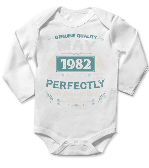 May 1982 Vintage Birthday Present Long Sleeve Baby One-Piece