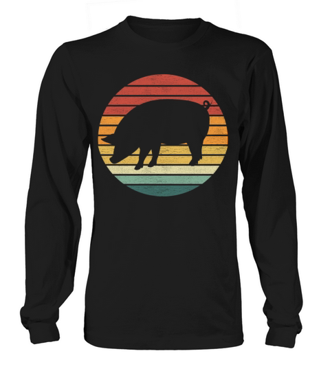 Pig Lover - Vintage Retro Sunset Pig Long sleeved Unisex