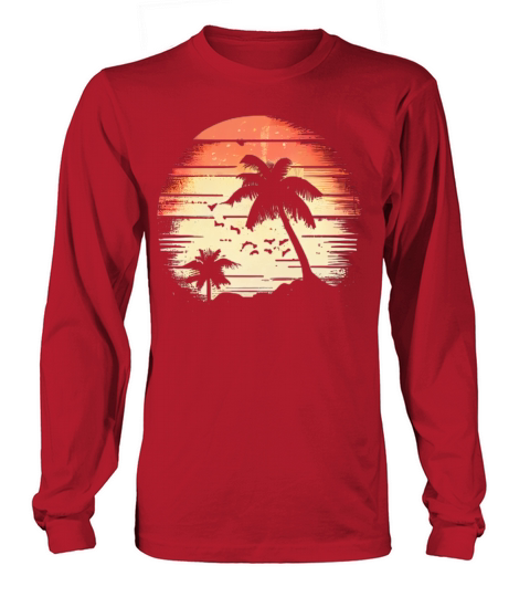 Vintage Retro Sunset Watercolor Beach Vacation 3 Long sleeved Unisex
