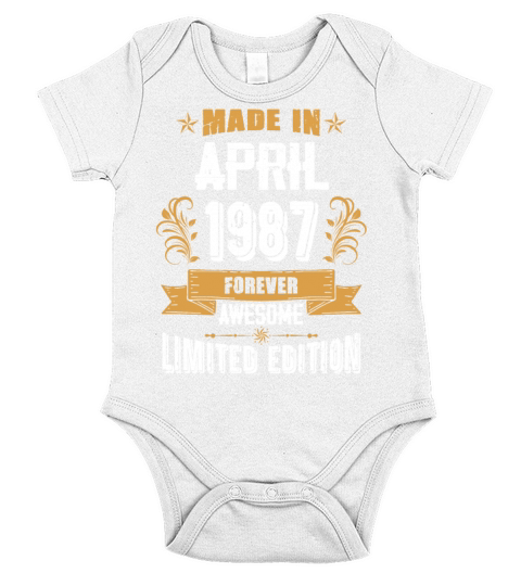 April 1987 Vintage Birthday Present Short Sleeve Baby One-Piece