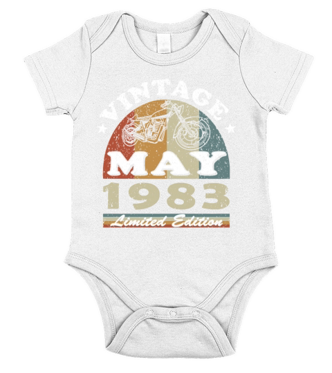 Biker vintage May 1983 40th anniversary Short Sleeve Baby One-Piece