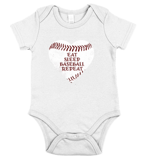 Eat Sleep Baseball Repeat Short Sleeve Baby One-Piece