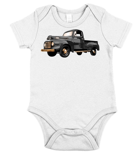 Retro Vintage American Classic Car in black Short Sleeve Baby One-Piece