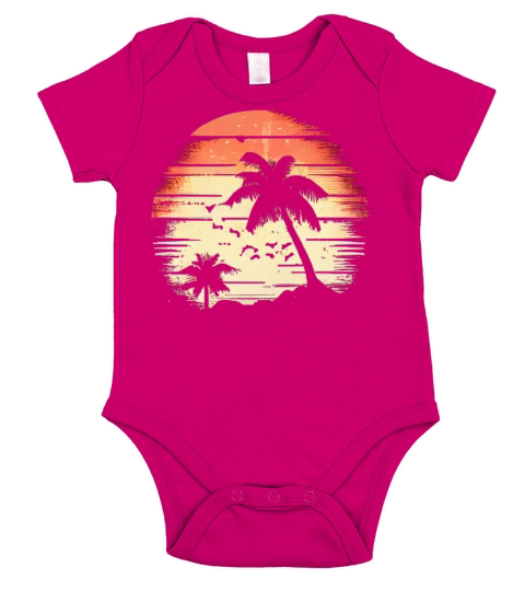Vintage Retro Sunset Watercolor Beach Vacation 3 Short Sleeve Baby One-Piece