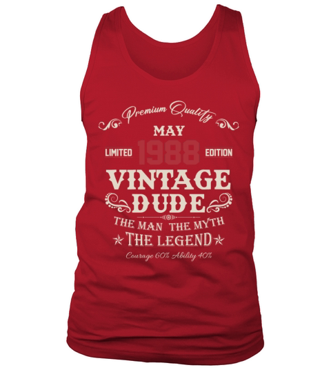 May 1988 Vintage Birthday Present Tank Top Unisex