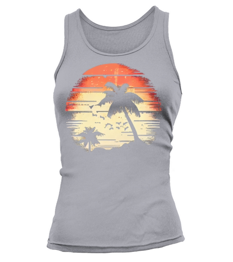 Vintage Retro Sunset Watercolor Beach Vacation 3 Tank top Woman