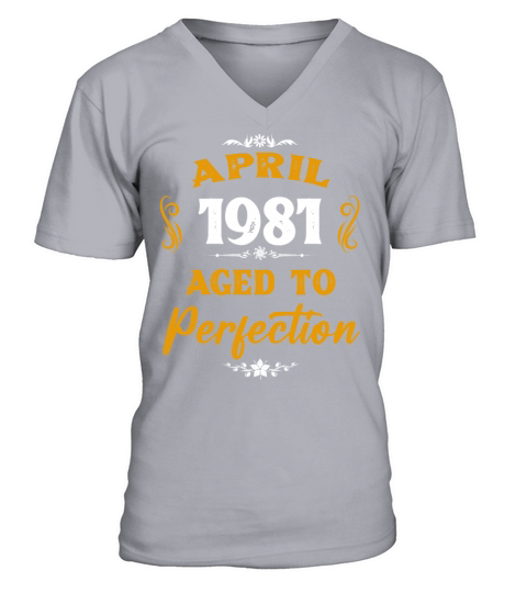 April 1981 Vintage Birthday Present V-Neck T-shirt