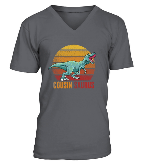 Cousin Saurus Retro Vintage V-Neck T-shirt