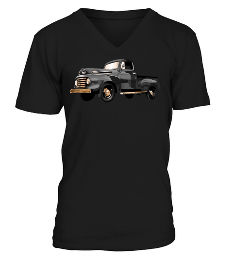 Retro Vintage American Classic Car in black V-Neck T-shirt